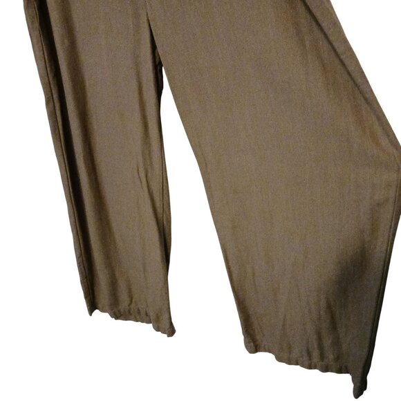 Lulus‎ Torrey Olive Green Wide-Leg Overalls Size S Linen Blend Cropped Leg - Picture 6 of 16